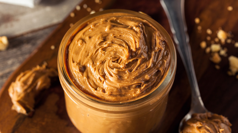 cookie butter in a glass jar
