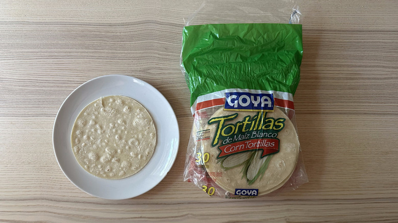 Goya corn tortillas on a plate