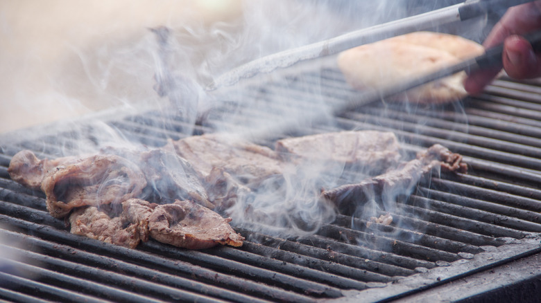 carne asada on the grill at a Mexican restaurant