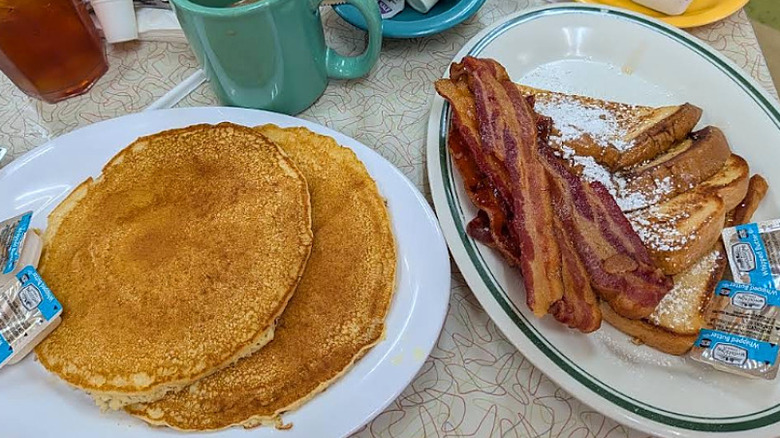 Pancakes, French toast, and bacon at The Silver Skillet
