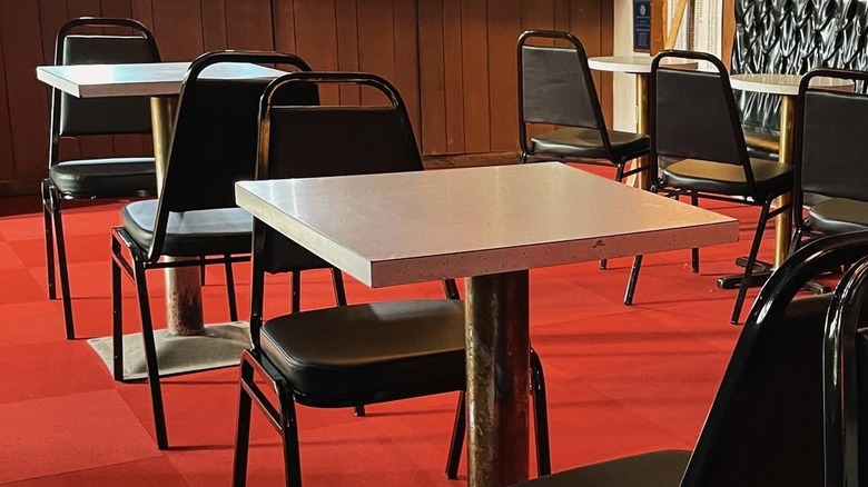 Tables and chairs at Chez Charlie