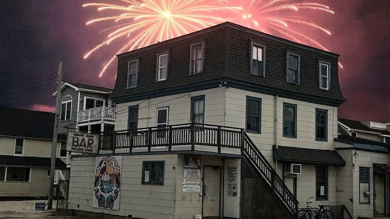 Hudson House with fireworks