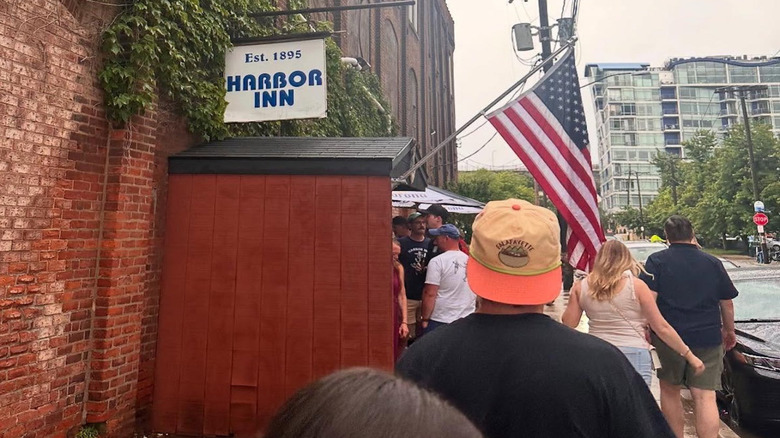 A crows walking into the Harbor Inn