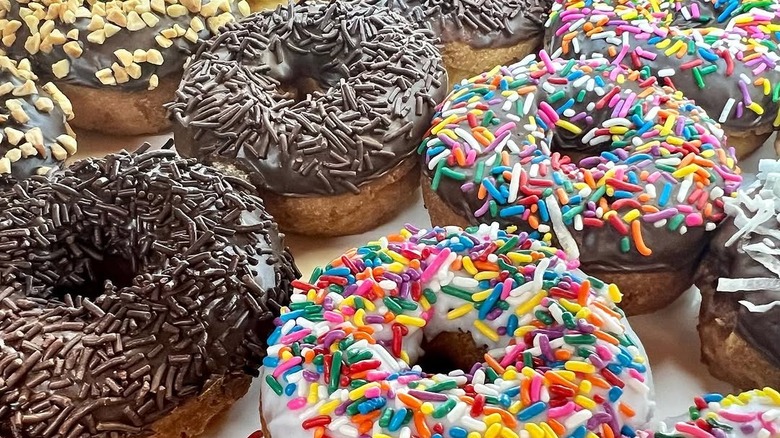 Selection of donuts with sprinkles