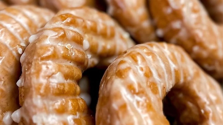 Glazed donuts up close