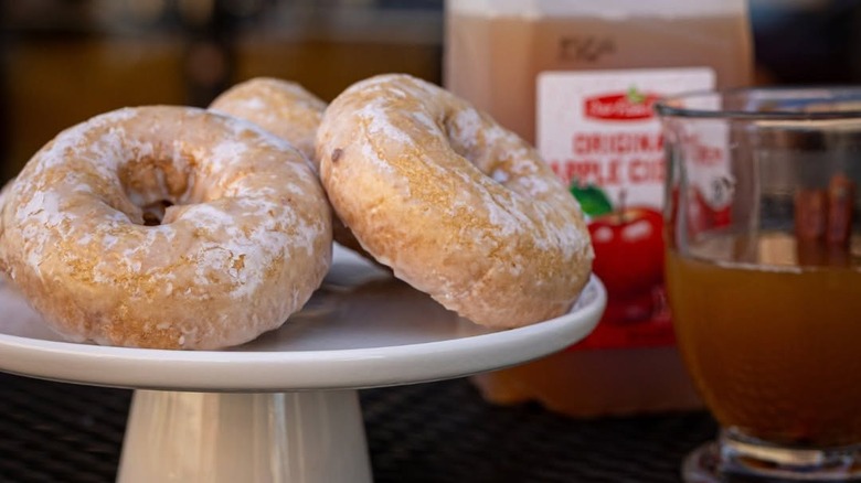 Donuts on a cake stand