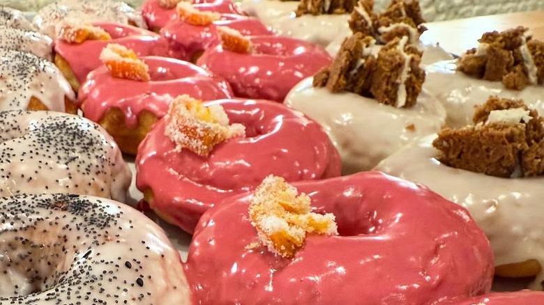 Lavishly decorated donuts