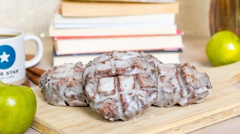 Apple Cider Fritters on wood board