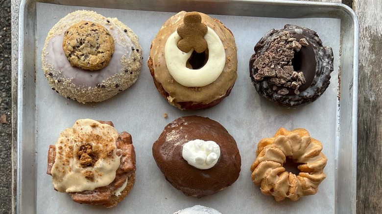 Donuts on a baking sheet