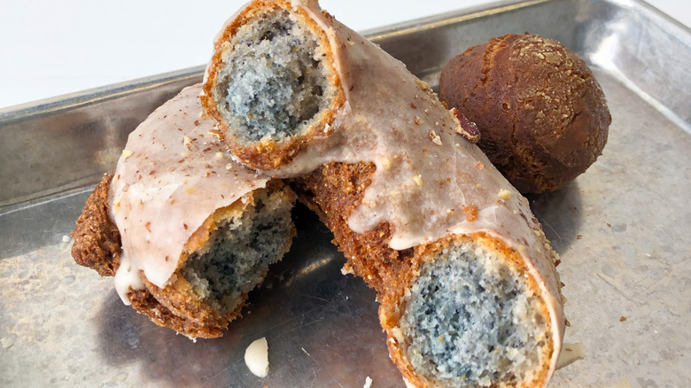 Blue corn doughnut with blueberry and lavender