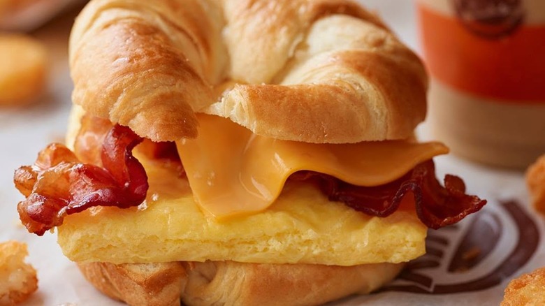 Burger King Croissan'wich with coffee in background