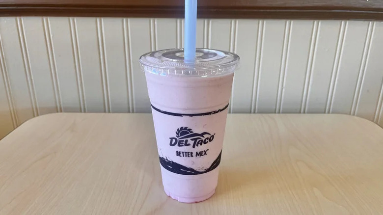 A Strawberry Shake in a cup at Del Taco