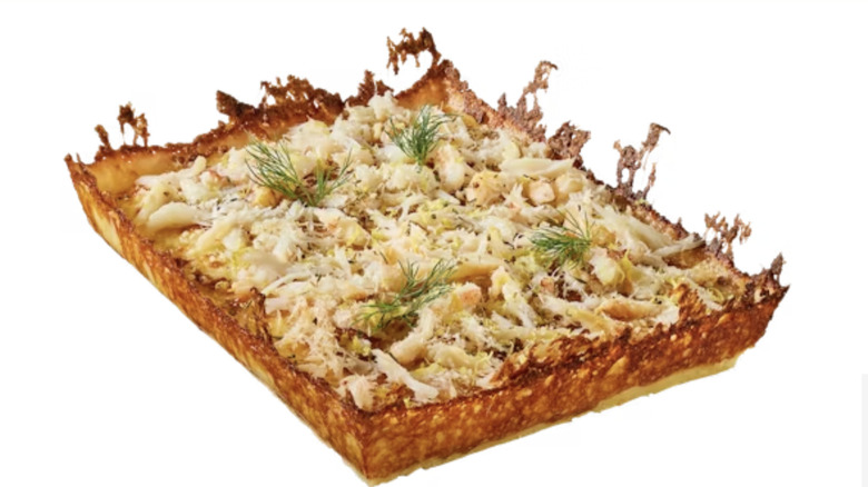 Crab Detroit-style pizza with dill