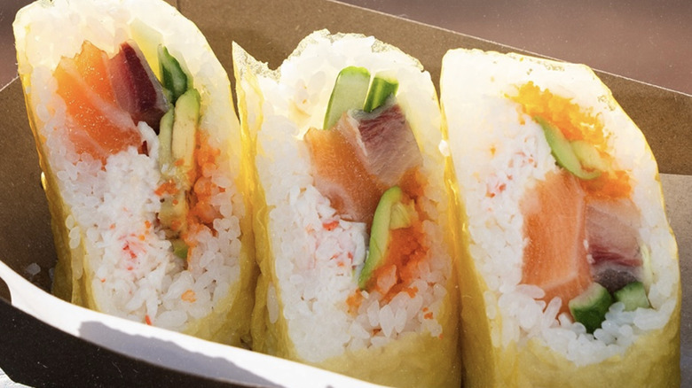 Salmon sushi rolls at T-Mobile Park