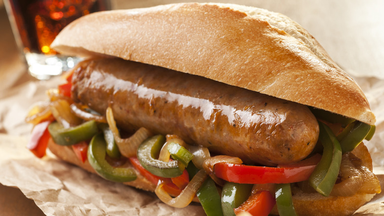 italian sausage and peppers sandwich