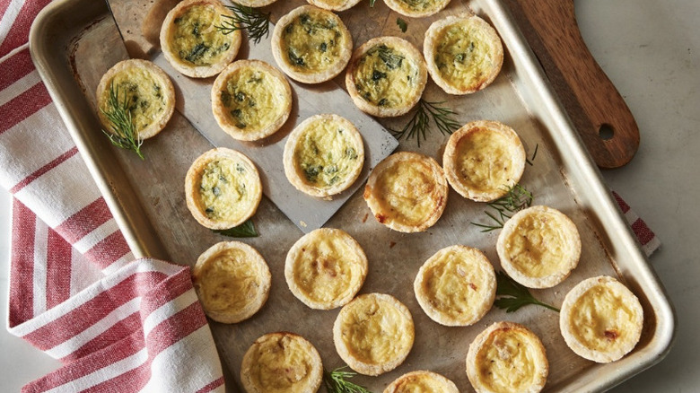 mini quiche displayed on tray