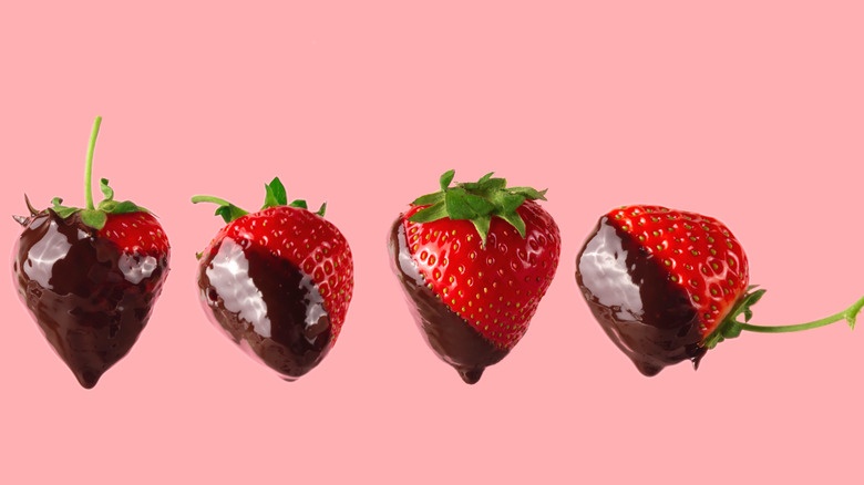 Strawberries dipped in dark chocolate