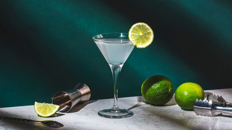 gimlet on table with lime