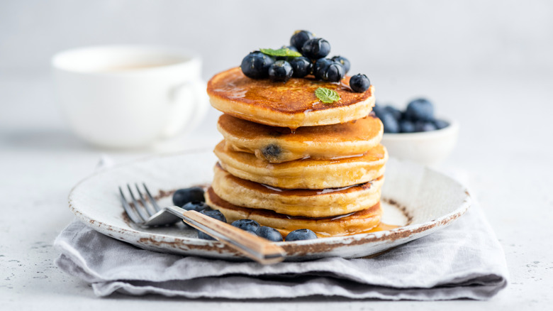 Stack of blueberry pancakes