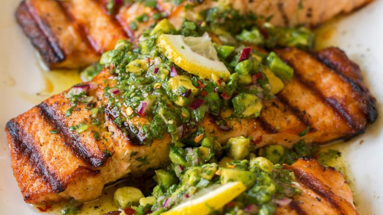 Grilled chimichurri salmon