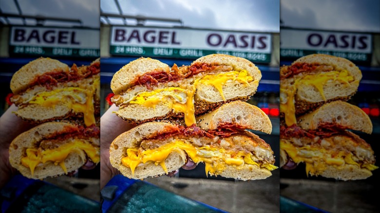 breakfast bagel sandwich from Bagel Oasis