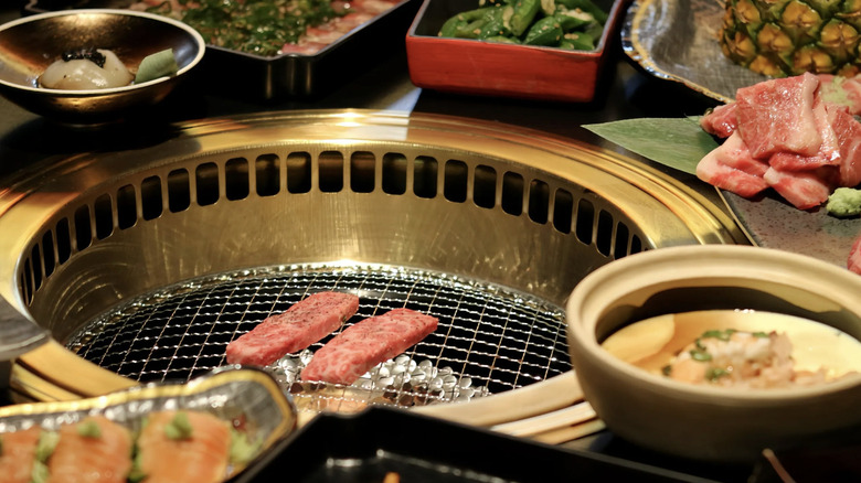 a table with food at Chubby Cattle Shabu in Philadelphia