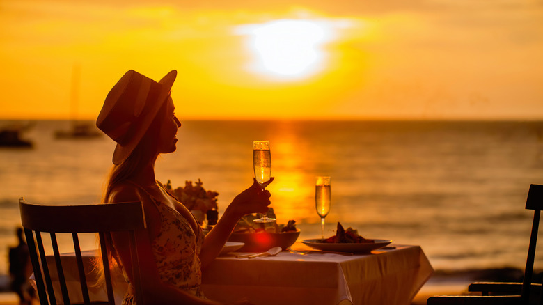 person enjoying dinner