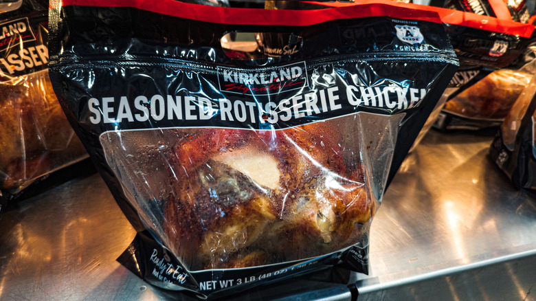 Bag of seasoned Kirkland rotisserie chicken