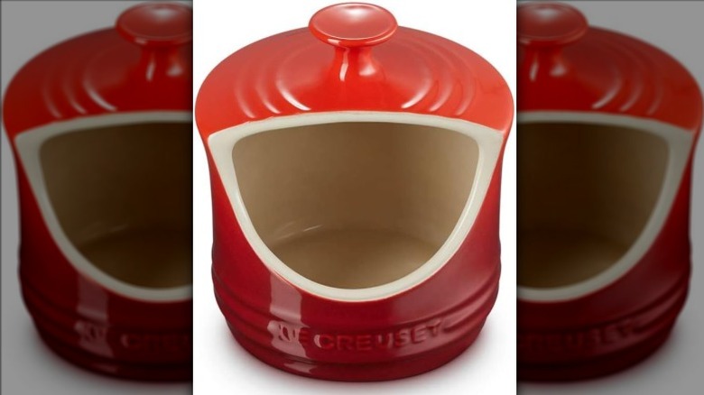 Salt crock on white background