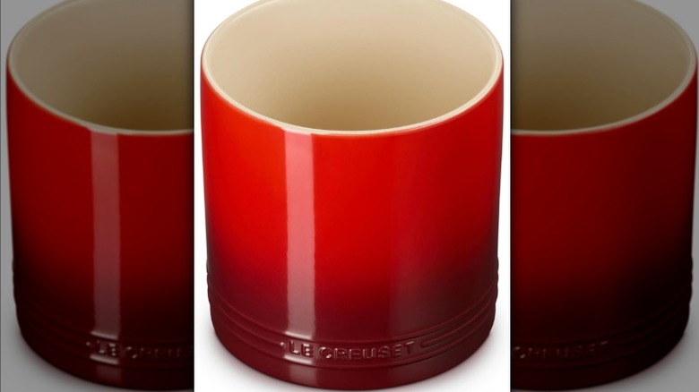 Le Creuset utensil crock on white background