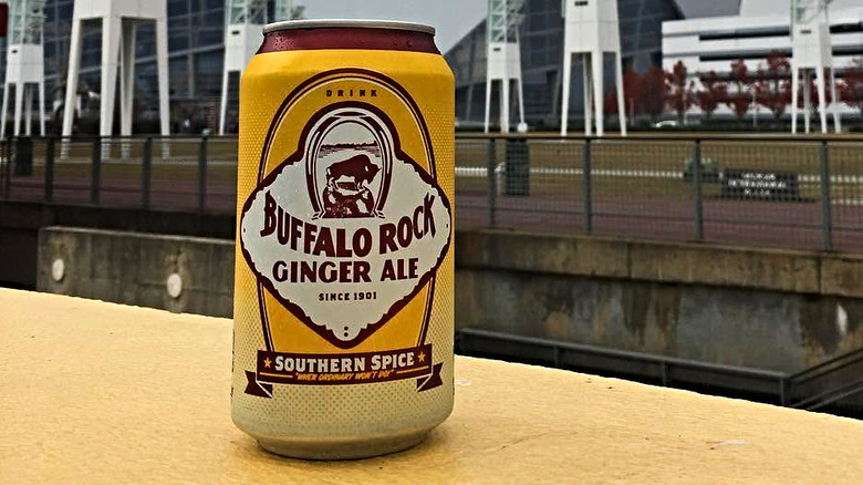 A can of Buffalo Rock Ginger Ale outside