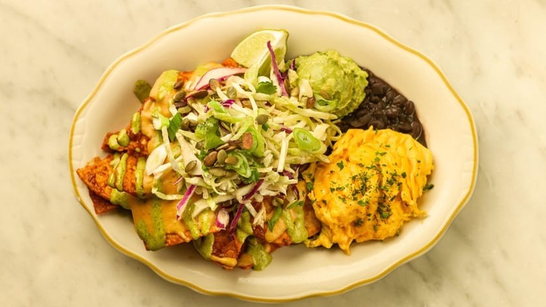 Aerial shot of chilaquilas from Kitchen Mouse