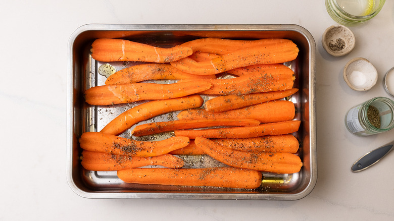 carrots in baking tray