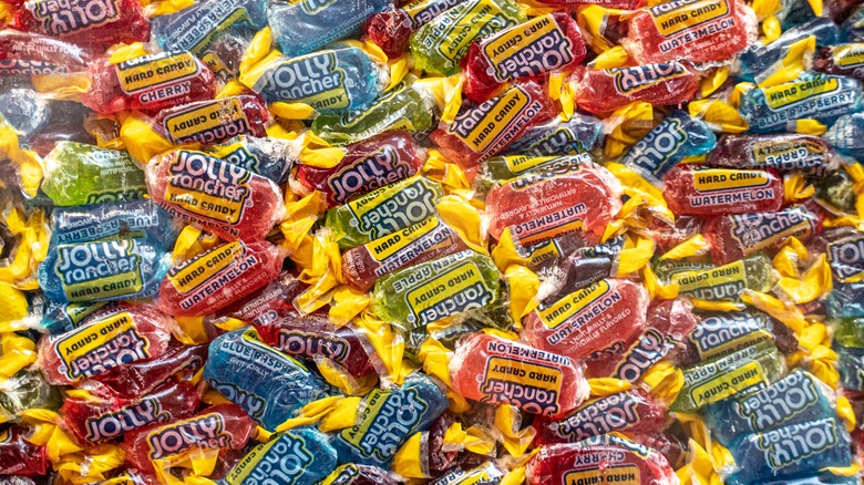 a close up of jolly ranchers