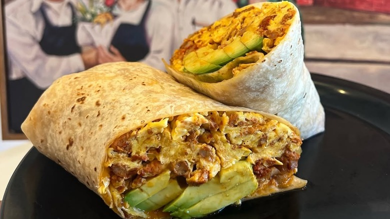 Plated breakfast burrito at Lito's Mexican Food