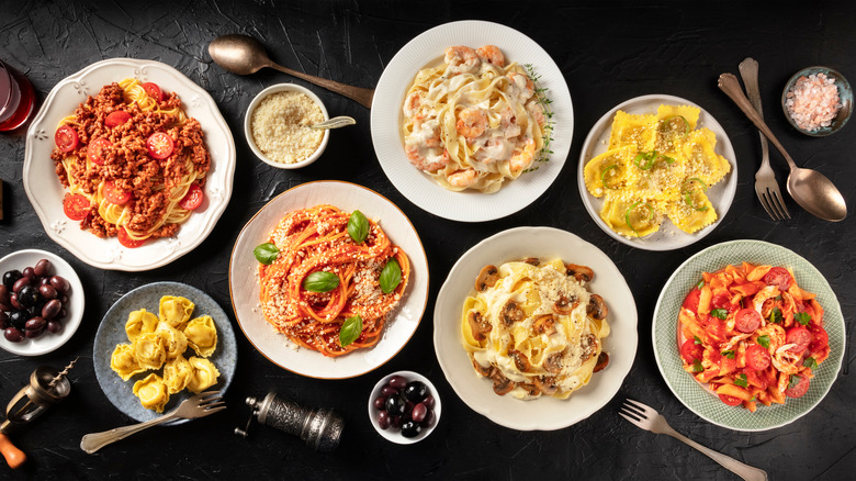 Assorted pasta dishes