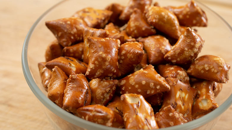 Bowl of peanut butter-filled pretzel bites
