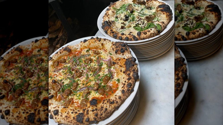 Two wood-fired pizzas