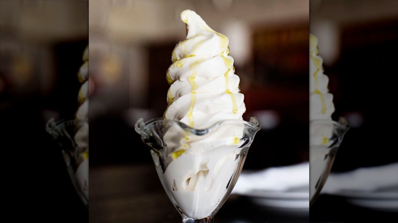 ice cream topped with oil