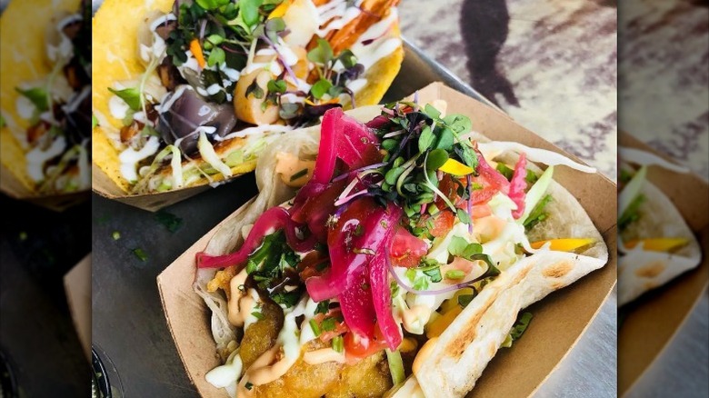 Tacos with red onions
