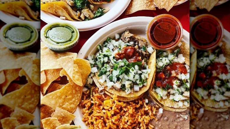 tacos with beans and chips
