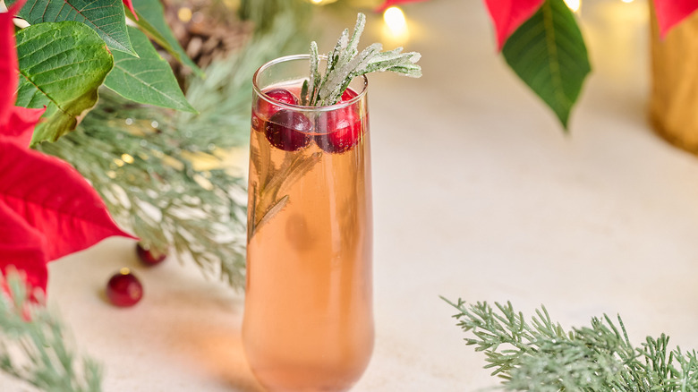 poinsettia cocktail on a table