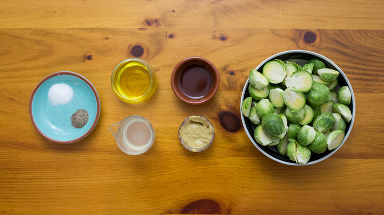 brussels sprouts ingredients on table