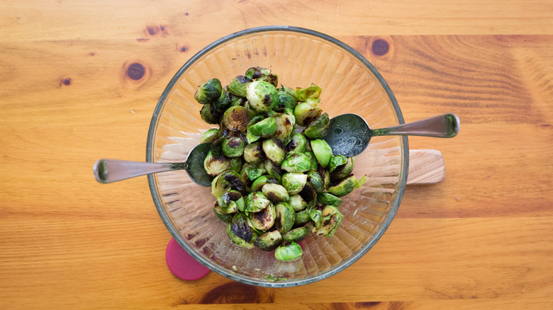 sauteed Brussels sprouts in bowl