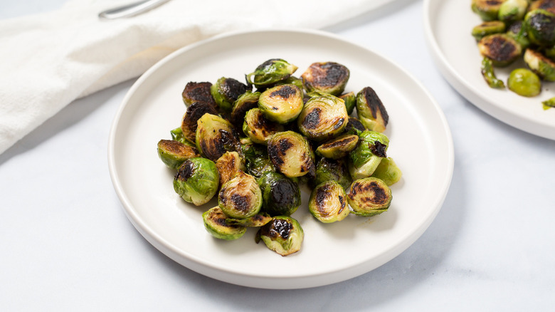 sauteed Brussels sprouts on plate