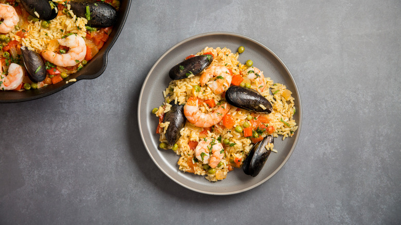 seafood rice dish on plate