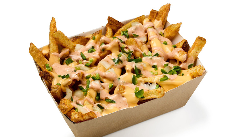A product image of loaded Cajun fries from Five Guys