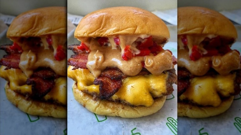 The Peanut butter and bacon SmokeShack burger from Shake Shack