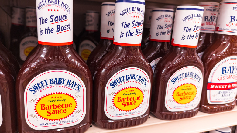 Sweet Baby Ray's barbecue sauce on shelf