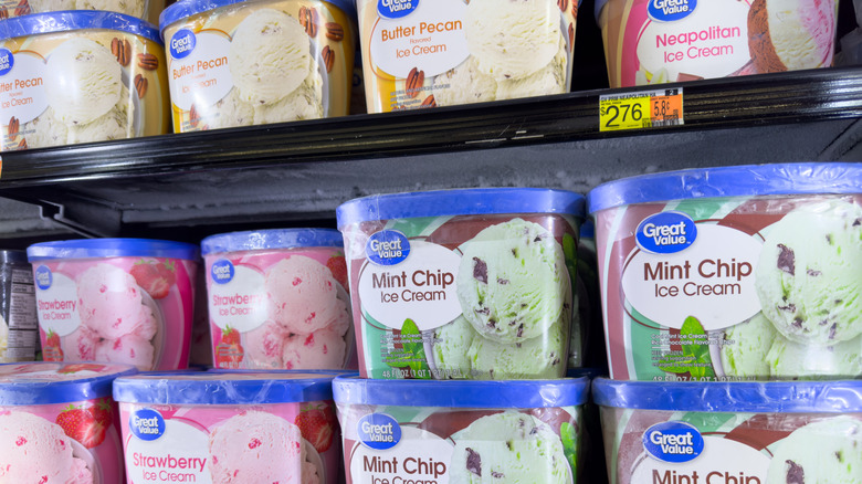 Walmart Great Value Ice Cream on shelves